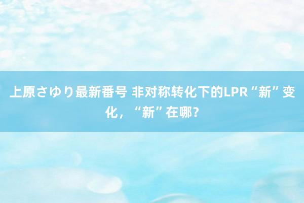 上原さゆり最新番号 非对称转化下的LPR“新”变化，“新”在哪？