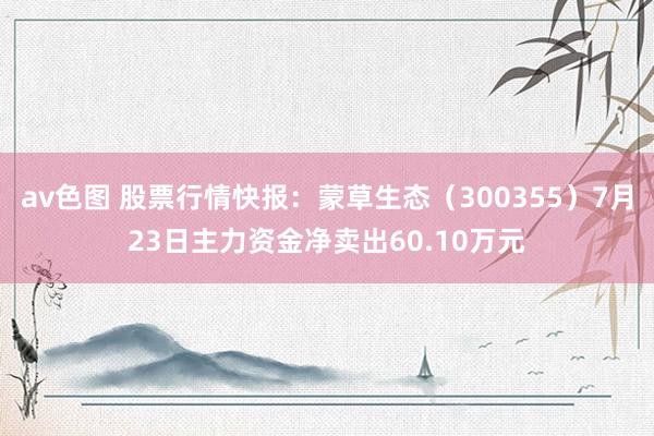 av色图 股票行情快报：蒙草生态（300355）7月23日主力资金净卖出60.10万元