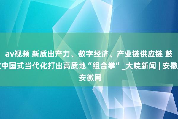 av视频 新质出产力、数字经济、产业链供应链 鼓吹中国式当代化打出高质地“组合拳”_大皖新闻 | 安徽网