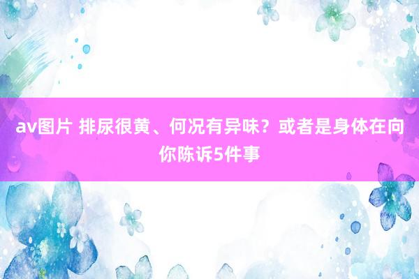 av图片 排尿很黄、何况有异味？或者是身体在向你陈诉5件事