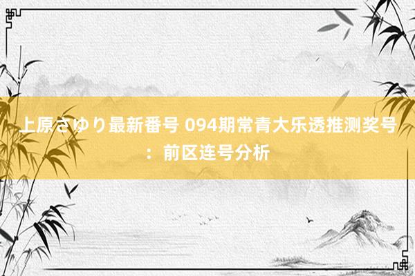 上原さゆり最新番号 094期常青大乐透推测奖号：前区连号分析