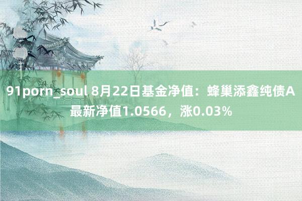 91porn_soul 8月22日基金净值：蜂巢添鑫纯债A最新净值1.0566，涨0.03%