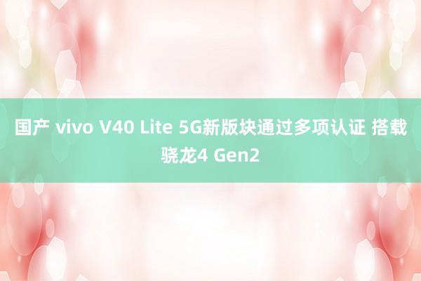 国产 vivo V40 Lite 5G新版块通过多项认证 搭载骁龙4 Gen2