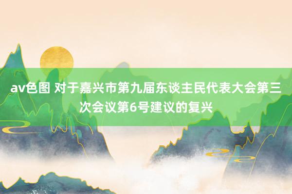 av色图 对于嘉兴市第九届东谈主民代表大会第三次会议第6号建议的复兴