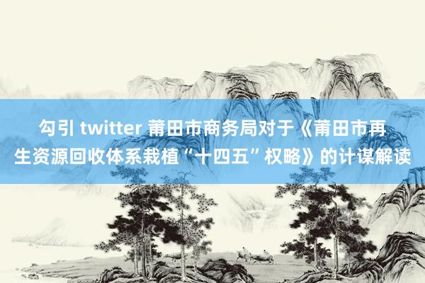 勾引 twitter 莆田市商务局对于《莆田市再生资源回收体系栽植“十四五”权略》的计谋解读